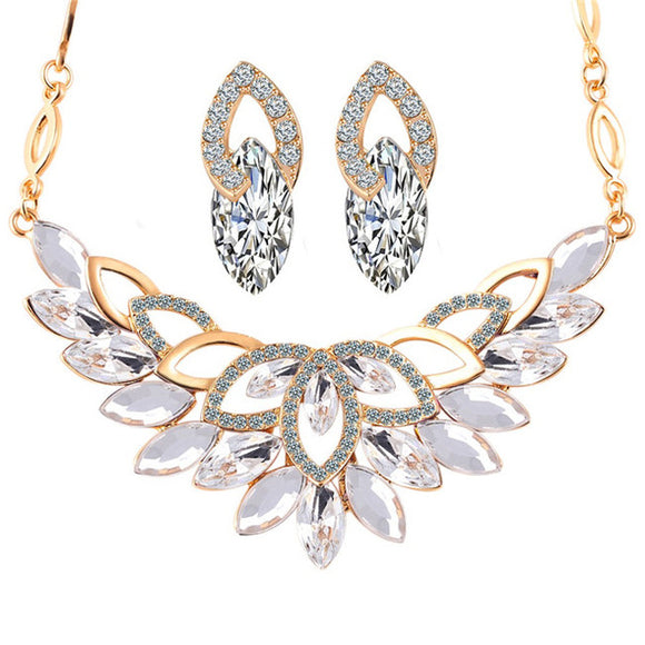 Crystal Leaf Jewelry Set