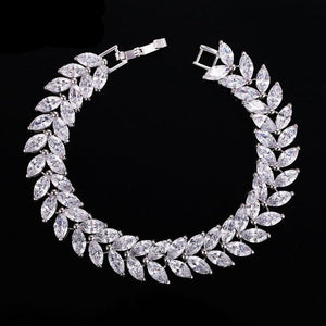 2 Row Crystal Leaf Bracelet