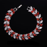 2 Row Crystal Leaf Bracelet