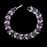 2 Row Crystal Leaf Bracelet