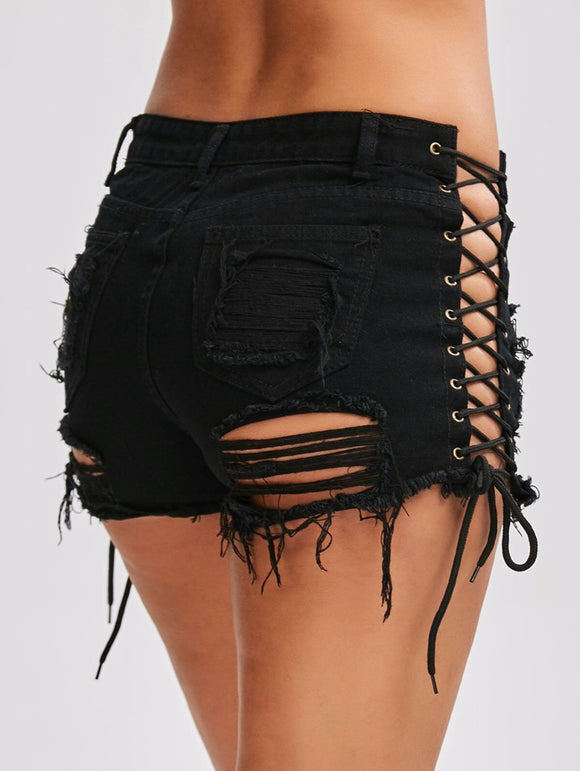 Ripped Denim Shorts