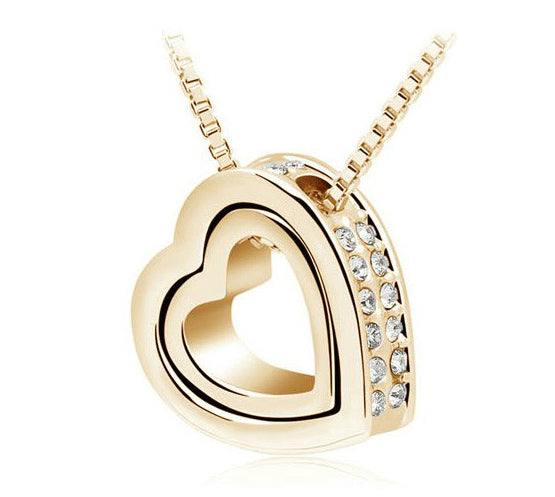 Double Heart Pendant Necklace