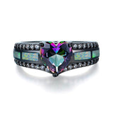 Multicolor Heart Charm Ring