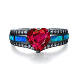 Multicolor Heart Charm Ring