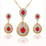 Crystal Water Drop Charm Jewelry Set