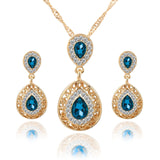 Crystal Water Drop Charm Jewelry Set