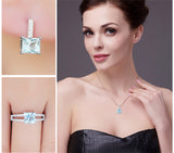 Princess Cut Sky Blue Topaz Jewelry Set