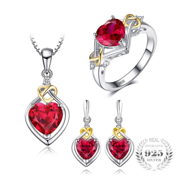 Ruby Love Knot Jewelry Set