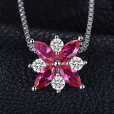 Ruby Flower Jewelry Set