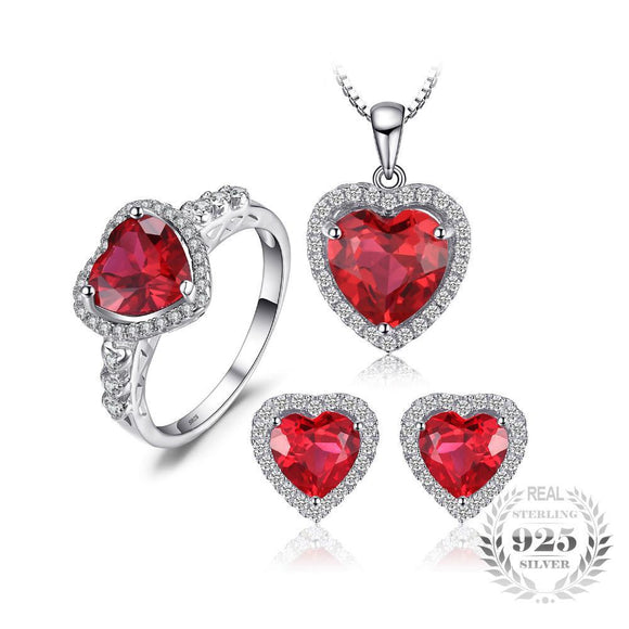 Ruby Heart Jewelry Set