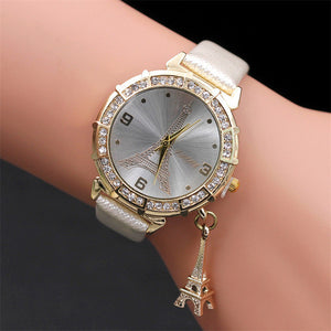 Eiffel Tower Rhinestone Pendant Wrist Watch