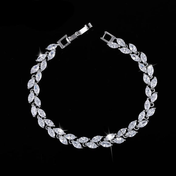 1 Row Crystal Leaf Bracelet