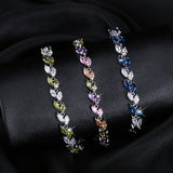 1 Row Crystal Leaf Bracelet