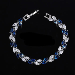 1 Row Crystal Leaf Bracelet