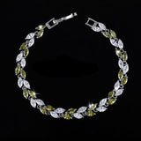 1 Row Crystal Leaf Bracelet