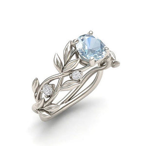 Center Crystal Leaf Ring