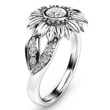 Center Crystal Flower Ring