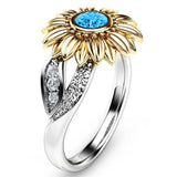 Center Crystal Flower Ring