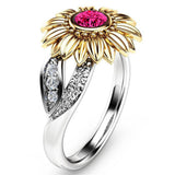 Center Crystal Flower Ring